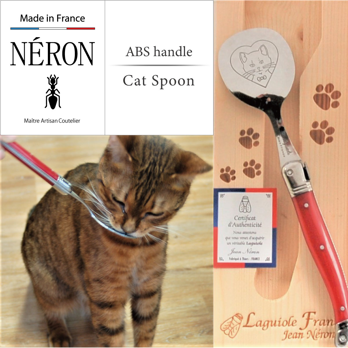 NERON(ネロン) ABSハンドル PETスプーン(CAT) 木箱入り